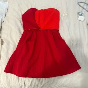 Farm Rio for Anthropologie Red Strapless Heart Mini Dress NWT